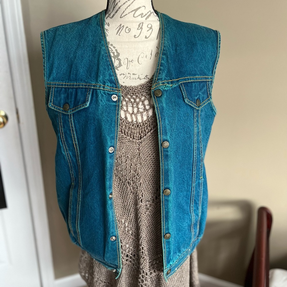 Authentic Vintage Bonjour Jean Vest Button Up Sz M